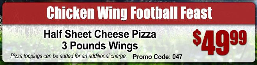 Antonio's Pizza Printable Coupon Half Sheet Cheese Pizza + 3 Lbs Wings for $49.99