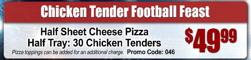 Antonio's Pizza Printable Coupon Half Sheet Cheese Pizza + 30 Chicken Tenders for $49.99