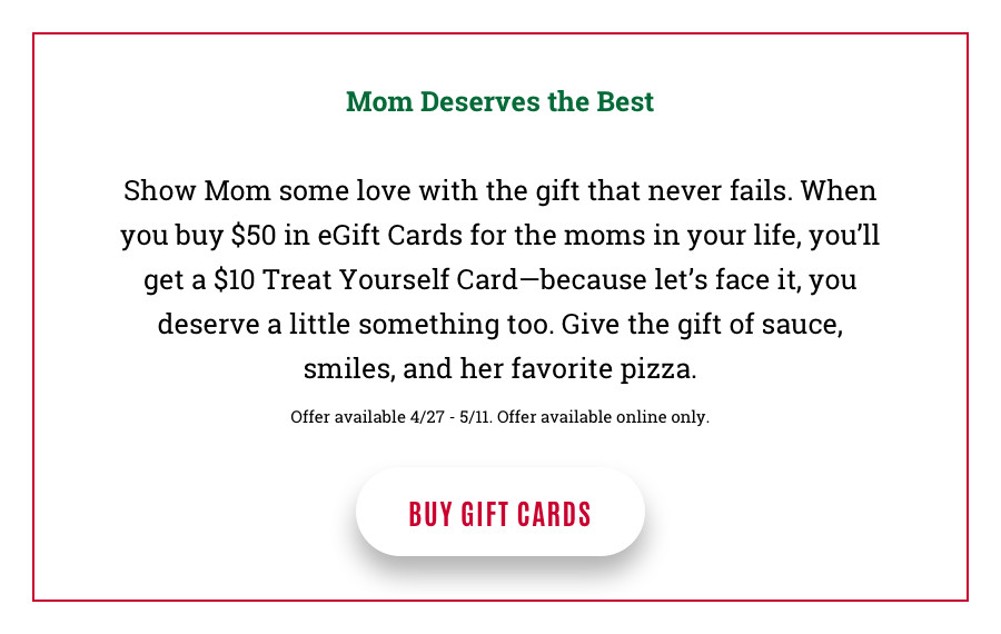 Aurelio's Pizza Printable Coupon Buy $50 eGift Cards, Get Free $10 Bonus eTreat Card