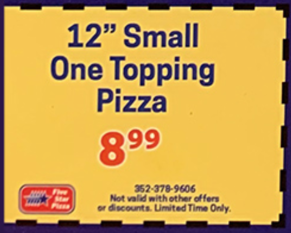 Five Star Pizza Printable Coupon 12