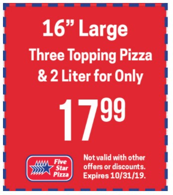 Five Star Pizza Printable Coupon 16