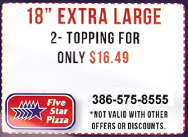 Five Star Pizza Printable Coupon 18