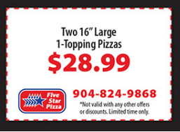 Five Star Pizza Printable Coupon Two 16
