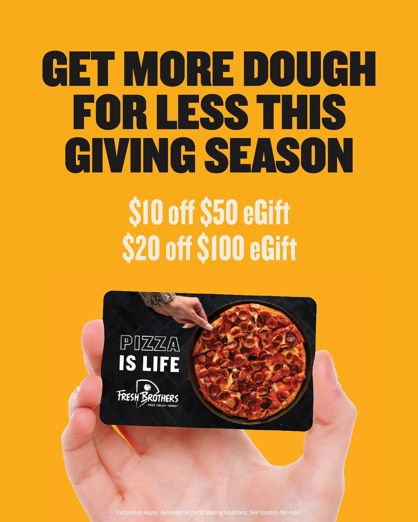 Fresh Brothers Printable Coupon Buy $50 eGift Card for $40 (Save $10)