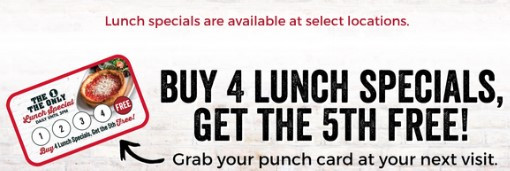Giordano's Pizza Printable Coupon Buy 4 Lunch Specials, Get the 5th One Free!