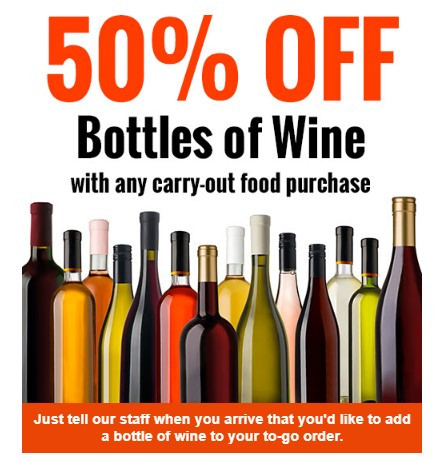 Grimaldi's Printable Coupon Get 50% Off Bottles of Wine with any Carry-out Food Purchase