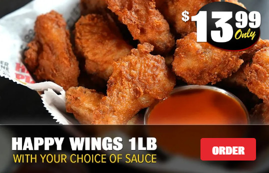Happy's Pizza Printable Coupon 1 Lb Happy Wings for Only $13.99