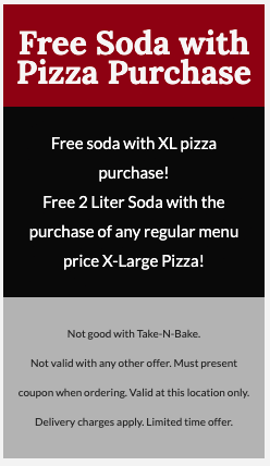 Lamppost Pizza Printable Coupon [Elk Grove] Printable Coupon - Free Soda with Purchase of XL Pizza
