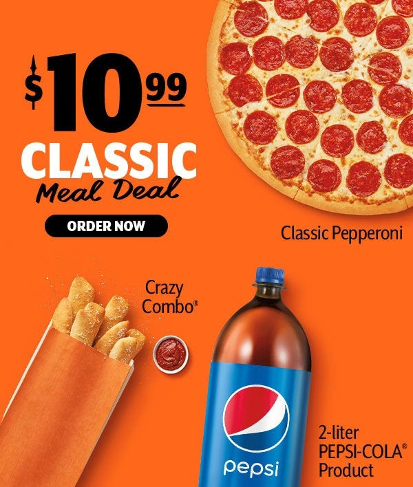 Little Caesars Printable Coupon Meal Deal: Classic Pepperoni, Crazy Combo and a 2-liter Pepsi for $10.99