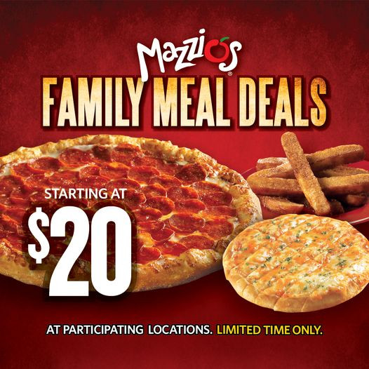 Mazzio's Printable Coupon Family Meal Deal Starting at $20
