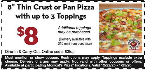 Monical's Pizza Printable Coupon Get 8