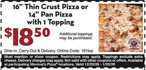 Monical's Pizza Printable Coupon 16