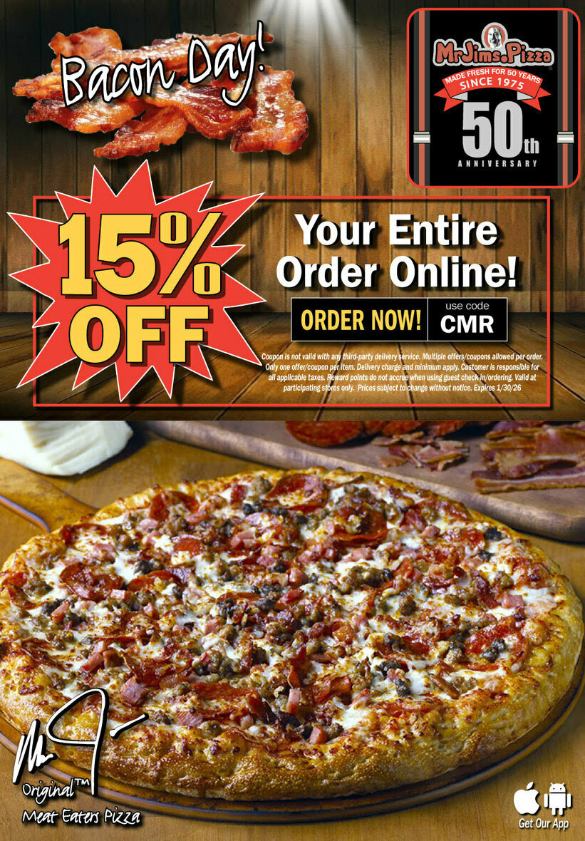 Mr. Jim's Pizza Printable Coupon Get 15% Off Your Entire Order Online