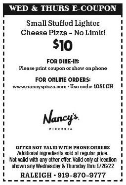 Nancy's Pizza Printable Coupon Get Small Original Stuffed Cheese Pizza for $10 - No Limit!