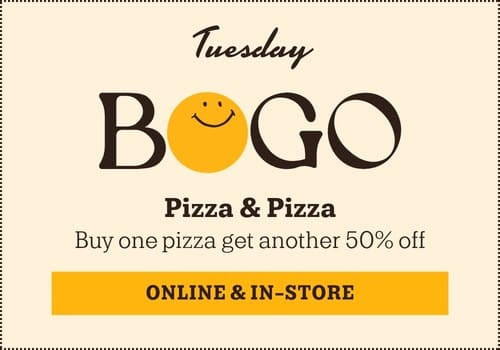 Nancy's Pizza Printable Coupon Tuesday Special: Buy One Pizza Get Another 50% Off