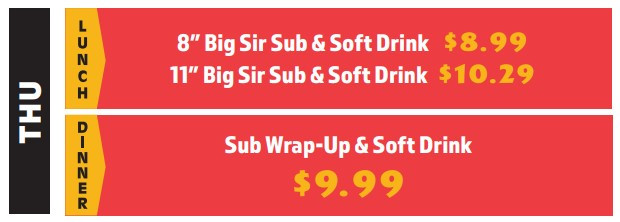 Pizza King Printable Coupon Thursday Lunch and Dinner Special Starting at $8.99