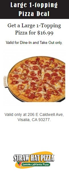 Straw Hat Pizza Printable Coupon Get a Large 1-Topping Pizza for $16.99