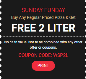 Westshore Pizza Printable Coupon Buy Any Regular Priced Pizza & Get 2 Liter for FREE